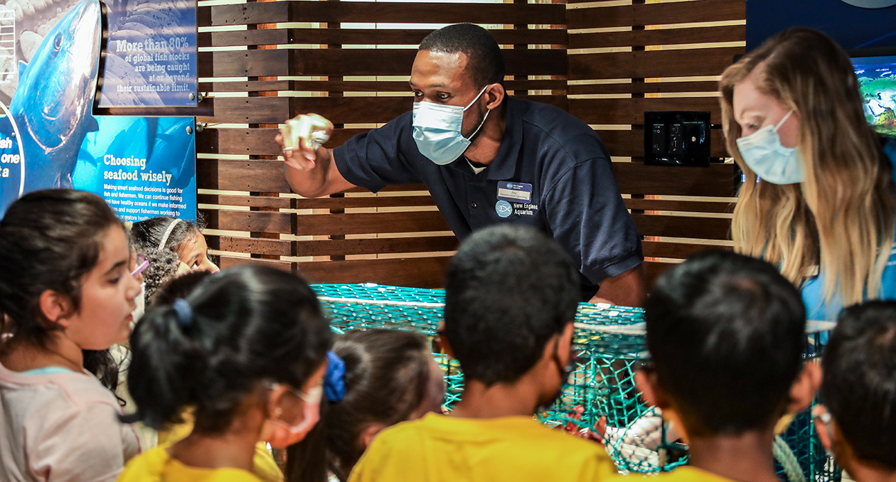 Educators can often be found holding presentations in the Blue Planet Action Center