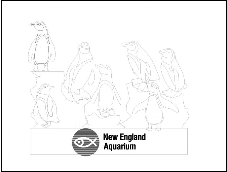 Sketch of outdoor penguin ice sculpture