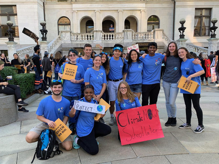 ClimaTeens attend a climate strike in Boston.