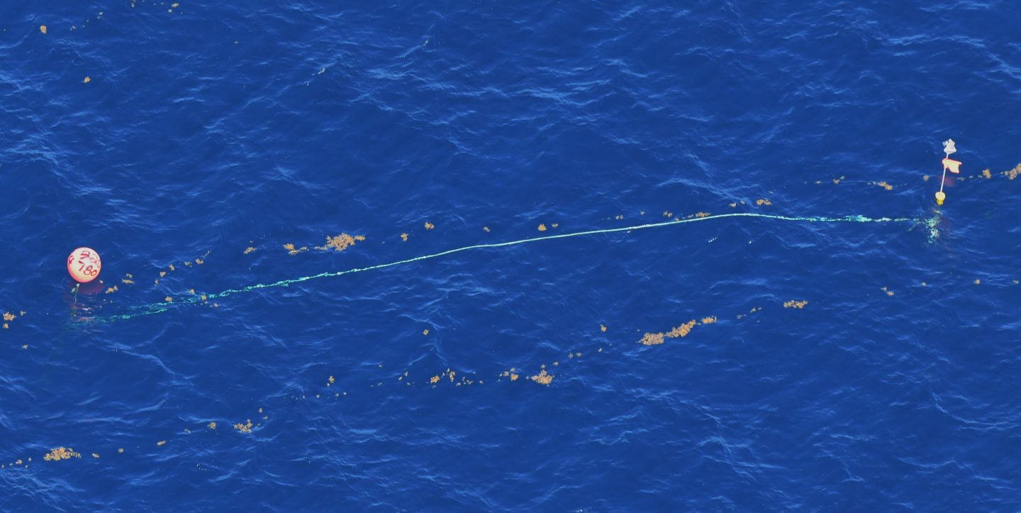 Line of fishing gear in the water