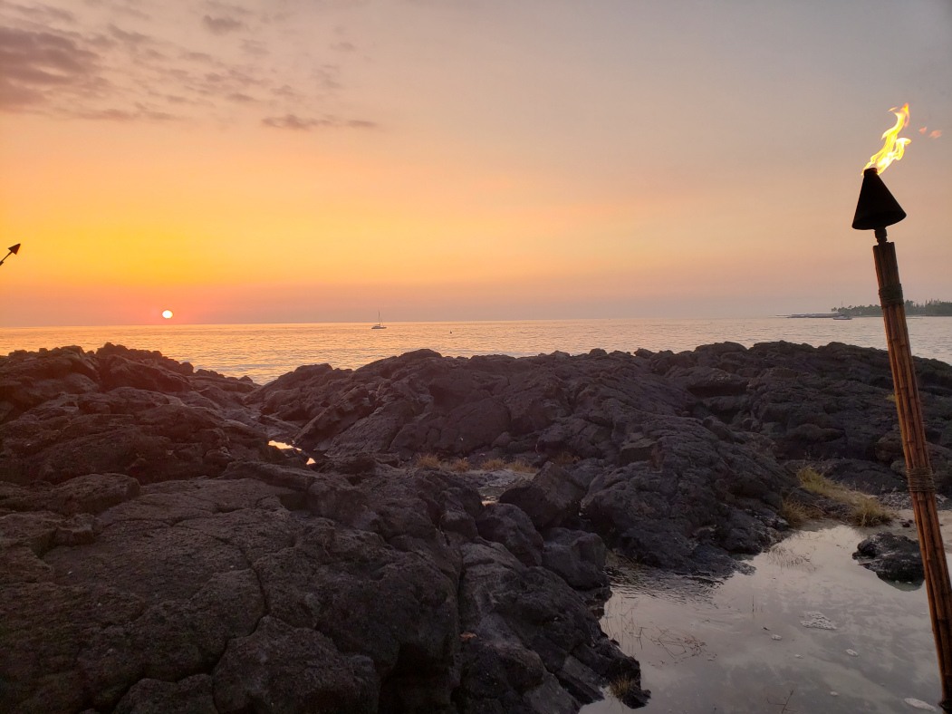 A sunset over the beach in Hawaii