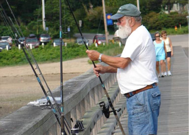 Man holding a fishing pole