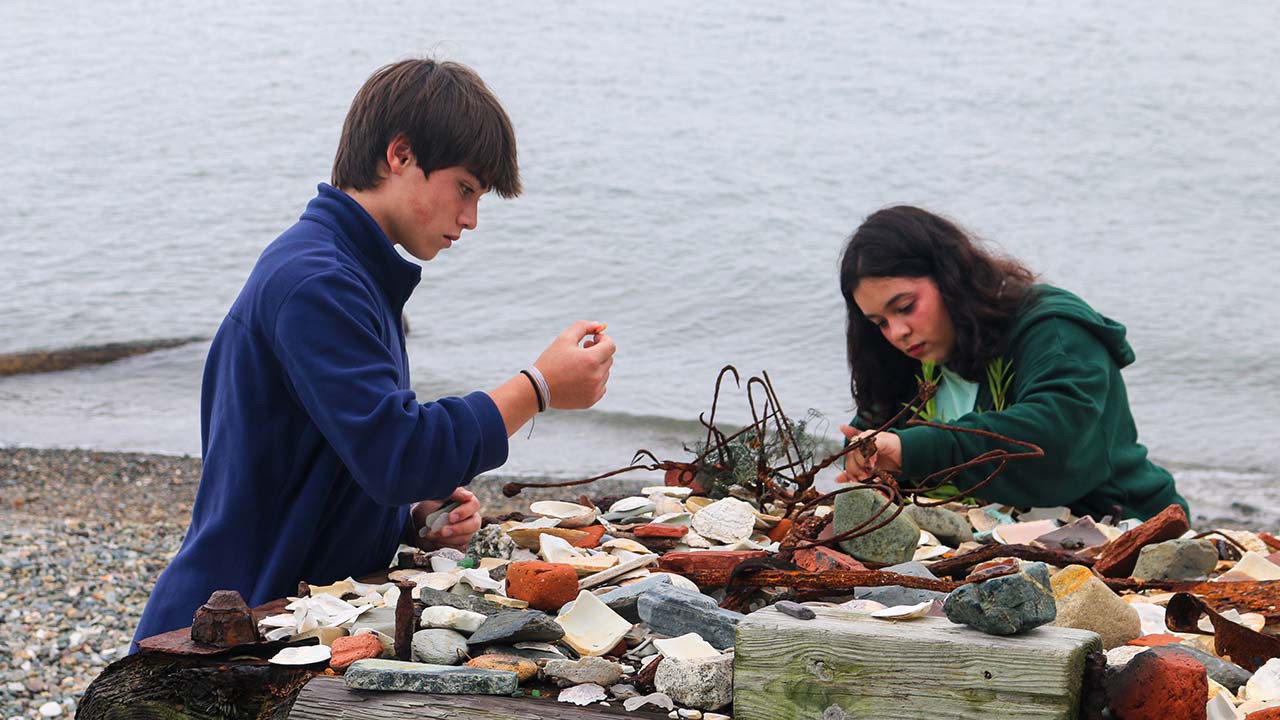 Teen interns on Spectacle Island