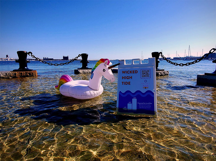 a foot of flooding along Boston's harbor