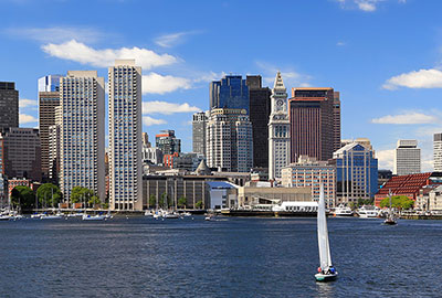 Boston's downtown waterfront as viewed from the Harbor