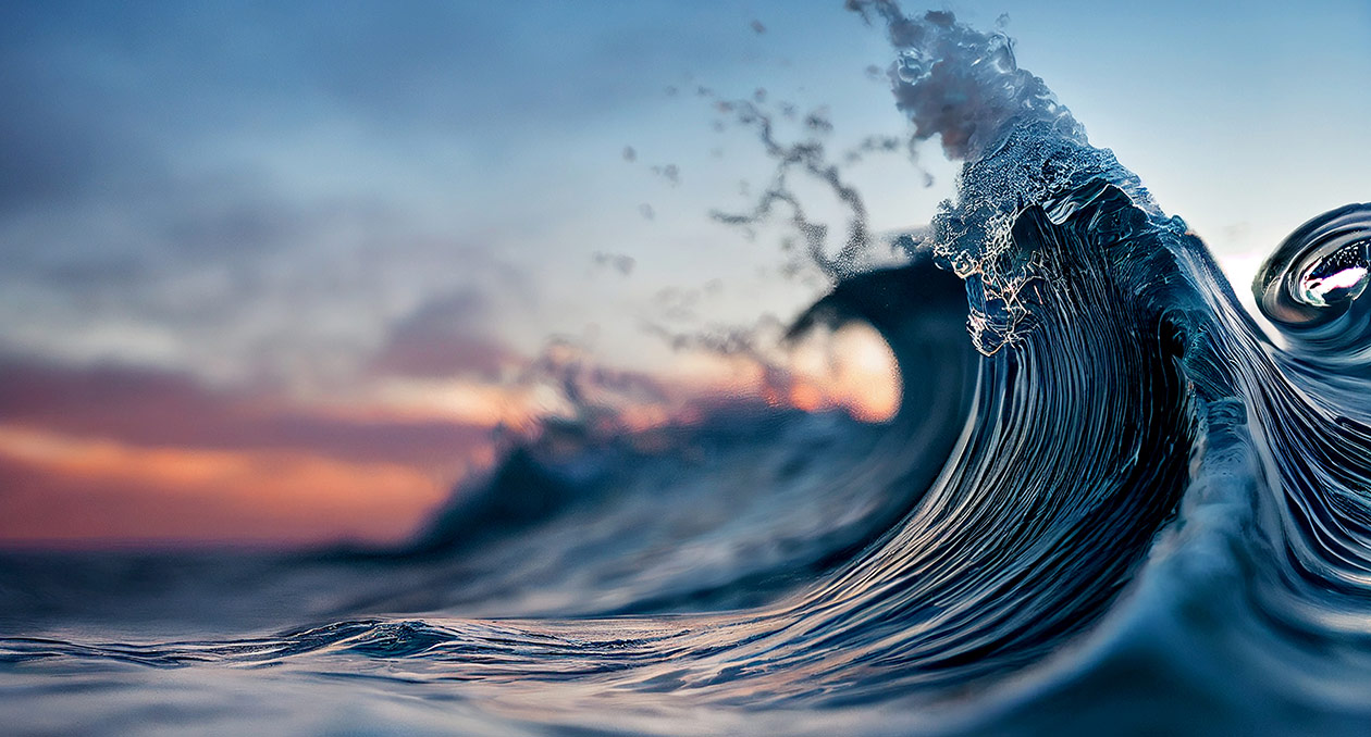 foamy waves rolling up in ocean