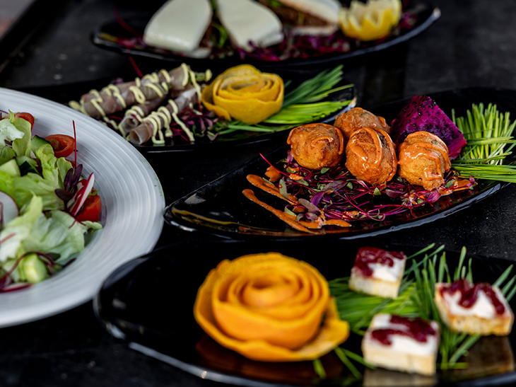 Selection of catered menu items by Sodexo Live!