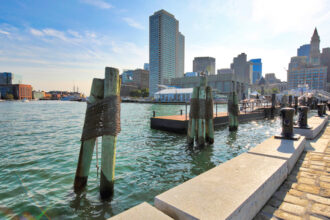 A view of Boston's skyline from the harbor