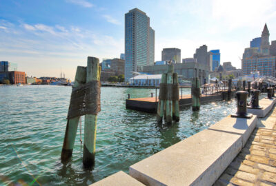 A view of Boston's skyline from the harbor