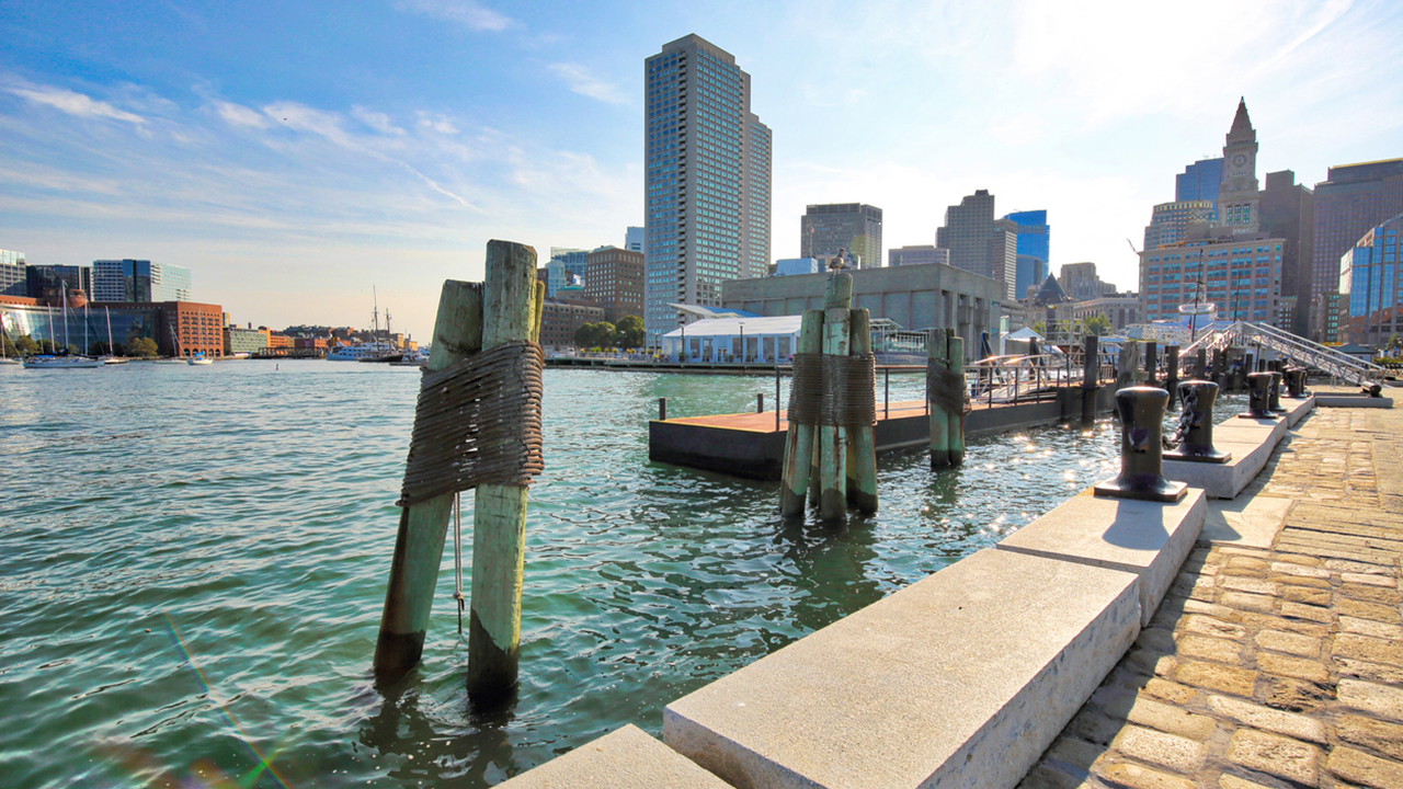 A view of Boston's skyline from the harbor